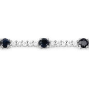 Bids.com 6.21 Carat Genuine Blue Sapphire and White Zircon .925 Sterling Silver Bracelet Bracelets White Smoke size 7.50