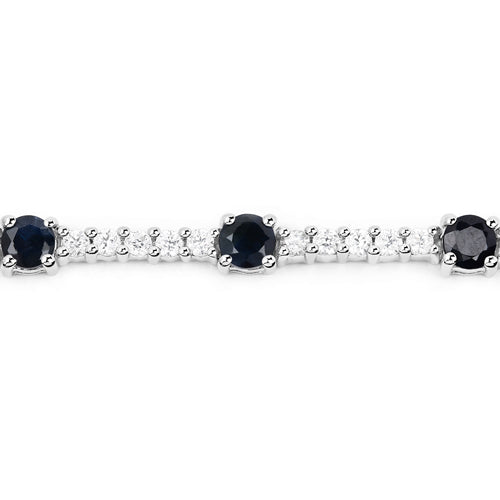 Bids.com 6.21 Carat Genuine Blue Sapphire and White Zircon .925 Sterling Silver Bracelet Bracelets White Smoke size 7.50