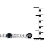 Bids.com 6.21 Carat Genuine Blue Sapphire and White Zircon .925 Sterling Silver Bracelet Bracelets White Smoke size 7.50