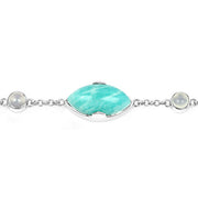 Bids.com 29.70 Carat Genuine Amazonite and White Agate .925 Sterling Silver Bracelet Bracelets White Smoke size 7.50