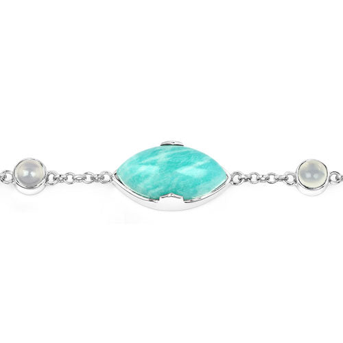 Bids.com 29.70 Carat Genuine Amazonite and White Agate .925 Sterling Silver Bracelet Bracelets White Smoke size 7.50
