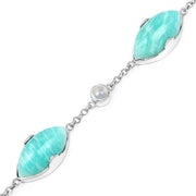 Bids.com 29.70 Carat Genuine Amazonite and White Agate .925 Sterling Silver Bracelet Bracelets White Smoke size 7.50