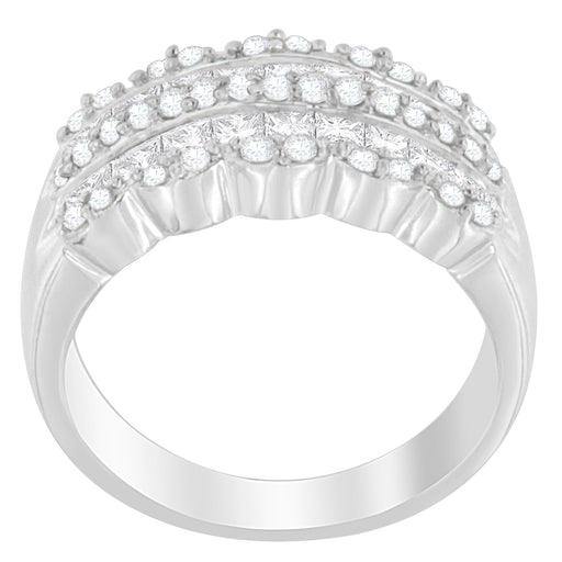 Bids.com 14K White Gold 1 1/7ct. TDW Round and Princess-Cut Diamond Ring(H-I, SI2-I1) Rings White Smoke 6.75 / White.Gold