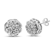 Bids.com .925 Sterling Silver 1/2 Cttw Round Diamond Cluster Openwork Floral Halo Stud Earrings (I1-I2 Clarity, I-J Color) Earrings White Smoke White.Sterling Silver / 0.5