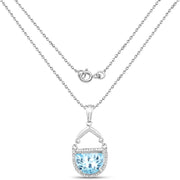 Bids.com 4.08 Carat Genuine Swiss Blue Topaz & White Topaz .925 Sterling Silver Pendant Pendants White Smoke