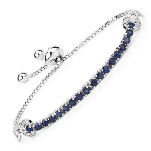 Bids.com 2.41 Carat Genuine Blue Sapphire and White Zircon .925 Sterling Silver Bracelet Bracelets White Smoke size 10.00,size 10.50