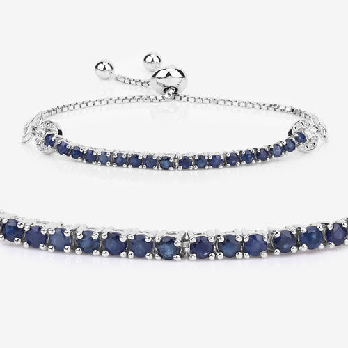 Bids.com 2.41 Carat Genuine Blue Sapphire and White Zircon .925 Sterling Silver Bracelet Bracelets White Smoke size 10.25,size 10.00,size 10.50