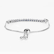 Bids.com 2.41 Carat Genuine Blue Sapphire and White Zircon .925 Sterling Silver Bracelet Bracelets White Smoke size 10.25,size 10.00,size 10.50