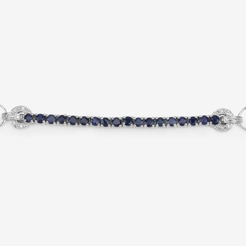 Bids.com 2.41 Carat Genuine Blue Sapphire and White Zircon .925 Sterling Silver Bracelet Bracelets White Smoke size 10.25,size 10.00,size 10.50