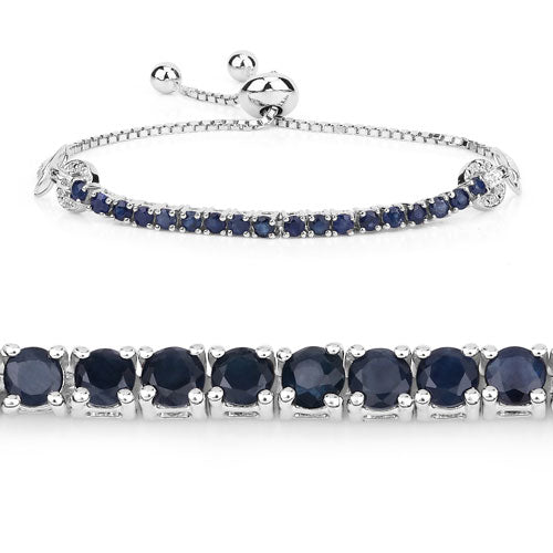 Bids.com 2.41 Carat Genuine Blue Sapphire and White Zircon .925 Sterling Silver Bracelet Bracelets White Smoke size 10.25,size 10.00,size 10.50