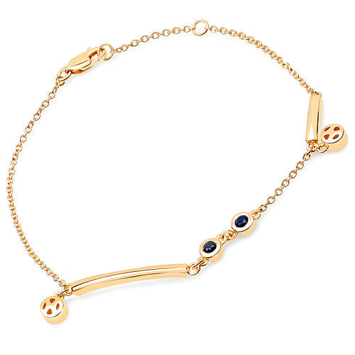 Bids.com 18K Yellow Gold Plated 0.24 Carat Genuine Blue Sapphire .925 Sterling Silver Bracelet Bracelets White Smoke size 8.25