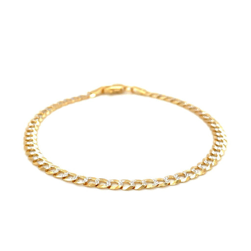 Bids.com 3.6mm 14k Two Tone Gold Pave Curb Bracelet Bracelets White Smoke 7 / Two-Tone Gold