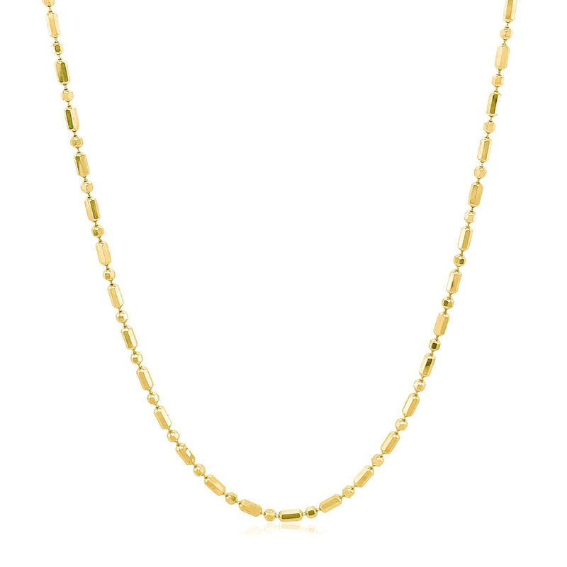 Bids.com 14k Yellow Gold Diamond-Cut Alternating Bead Chain 1.5mm Necklaces White Smoke 16 / Yellow Gold,18 / Yellow Gold,20 / Yellow Gold