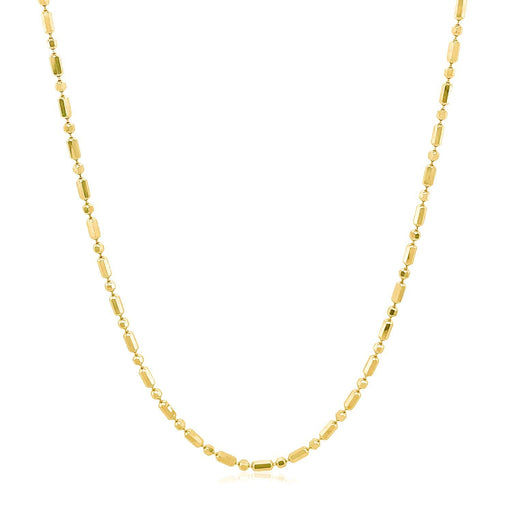 Bids.com 14k Yellow Gold Diamond-Cut Alternating Bead Chain 1.5mm Necklaces White Smoke 16 / Yellow Gold,18 / Yellow Gold,20 / Yellow Gold