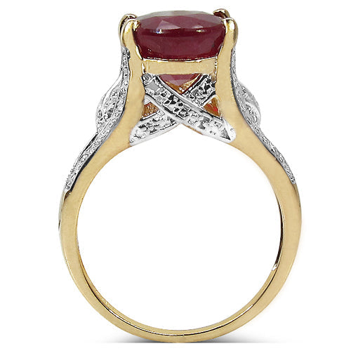 Bids.com 14K Yellow Gold Plated 4.00 Carat Genuine Ruby .925 Sterling Silver Ring Rings White Smoke size 6.00,size 7.00,size 8.00,size 9.00