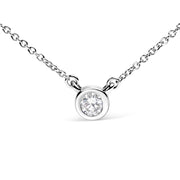 Bids.com 10K White Gold 1/10 Carat Round Brilliant-Cut Diamond Modern Bezel-Set Solitaire 16"-18" Pendant Necklace (H-I Color, SI2-I1 Clarity) Necklaces White Smoke 18 / Rose.Gold,18 / White.Gold,18 / Yellow.Gold