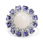 Bids.com 4.25 Carat Genuine Opal, Tanzanite & White Topaz .925 Sterling Silver Ring Rings White Smoke size 6.00,size 7.00,size 8.00,size 9.00,size 5.00,size 10.00