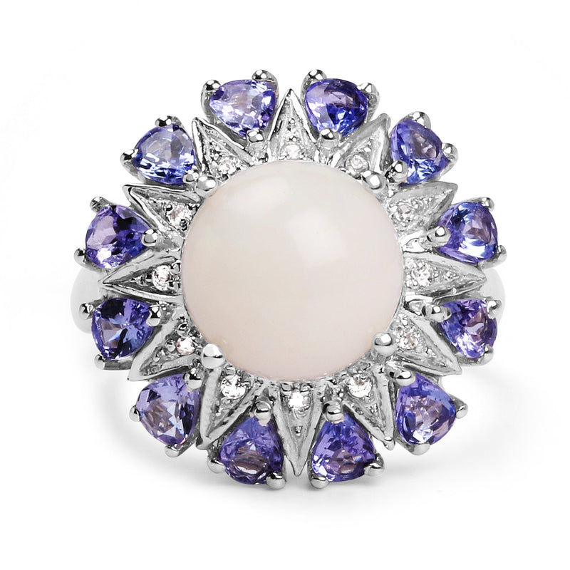 Bids.com 4.25 Carat Genuine Opal, Tanzanite & White Topaz .925 Sterling Silver Ring Rings White Smoke size 6.00,size 7.00,size 8.00,size 9.00,size 5.00,size 10.00