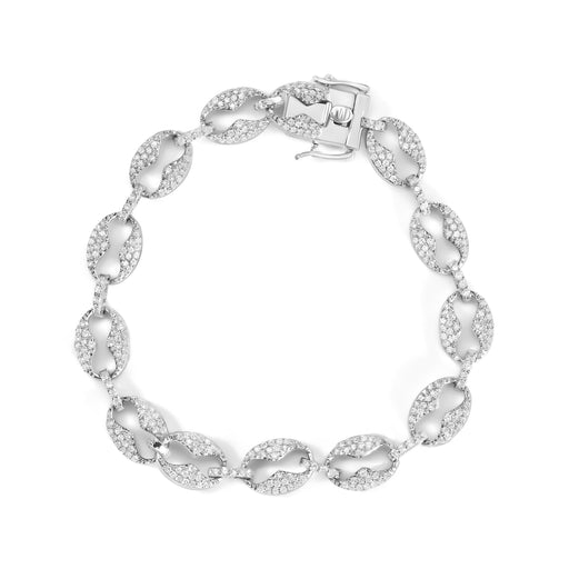 Bids.com 14K White Gold 1 1/2 Cttw Round Diamond Set Link Bracelet (I-J Color, I1-I2 Clarity) - 7" Bracelets White Smoke White.Gold / 7