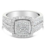 Bids.com 10K White Gold Diamond Cluster Ring (1 Cttw, H-I Color, I1-I2 Clarity) - Size 6-3/4 Rings Gray 7 / White.Gold,7.25 / White.Gold,6.75 / White.Gold