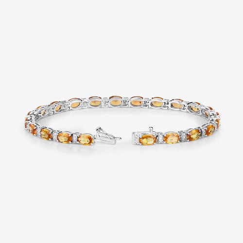 Bids.com 12.33 Carat Genuine Orange Sapphire and White Diamond 14K White Gold Bracelet Bracelets White Smoke size 7.00