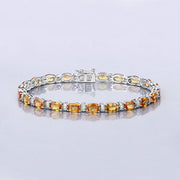Bids.com 12.33 Carat Genuine Orange Sapphire and White Diamond 14K White Gold Bracelet Bracelets Light Gray size 7.00