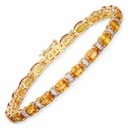 Bids.com 12.33 Carat Genuine Orange Sapphire and White Diamond 14K Yellow Gold Bracelet Bracelets White Smoke size 7.00
