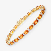 Bids.com 12.33 Carat Genuine Orange Sapphire and White Diamond 14K Yellow Gold Bracelet Bracelets White Smoke size 7.00
