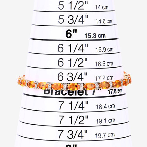 Bids.com 12.33 Carat Genuine Orange Sapphire and White Diamond 14K Yellow Gold Bracelet Bracelets White Smoke size 7.00