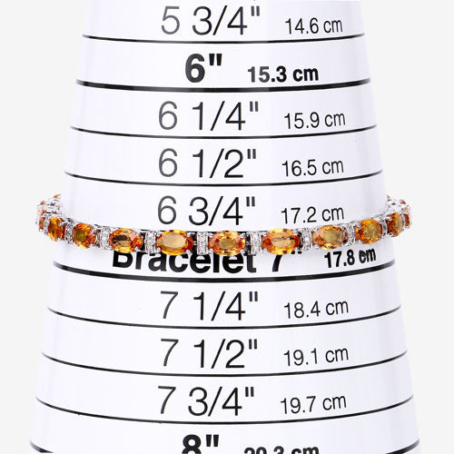Bids.com 16.73 Carat Genuine Orange Sapphire and White Diamond 14K White Gold Bracelet Bracelets White Smoke size 7.00