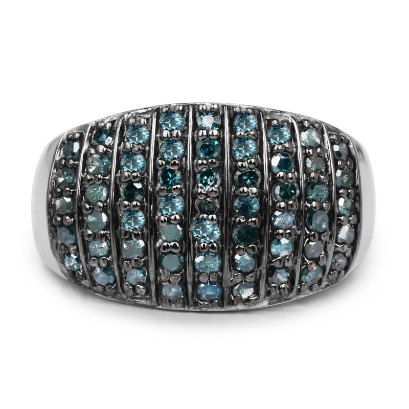 Bids.com 0.83 Carat Genuine Blue Diamond and White Diamond .925 Sterling Silver Ring Rings White Smoke size 6.00,size 8.00,size 7.00,size 9.00,size 5.00,size 10.00