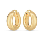 Bids.com 14k Yellow Gold Medium Puffy Hoops Earrings White Smoke Yellow Gold