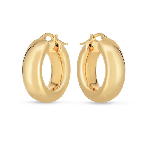 Bids.com 14k Yellow Gold Medium Puffy Hoops Earrings White Smoke Yellow Gold