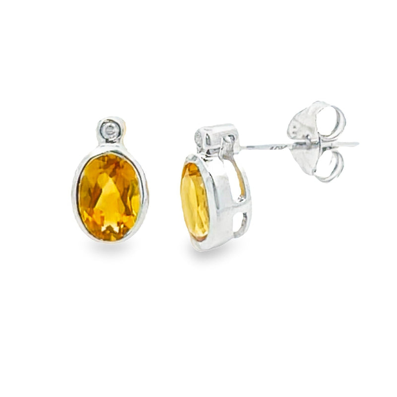 Bids.com .79ct Citrine Diamond Stud Earrings 10KT White Gold Earrings White Smoke