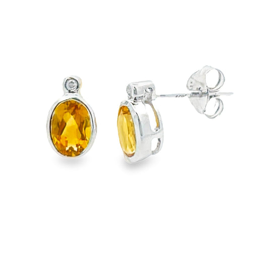 Bids.com .79ct Citrine Diamond Stud Earrings 10KT White Gold Earrings White Smoke