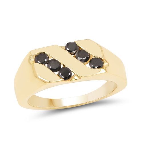 Bids.com 14K Yellow Gold Plated 0.60 Carat Genuine Black Diamond .925 Sterling Silver Ring Rings White Smoke size 6.00,size 7.00,size 8.00,size 9.00,size 9.50