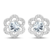 Bids.com 0.61 Carat Genuine Aquamarine and White Diamond 14K White Gold Earrings Earrings White Smoke