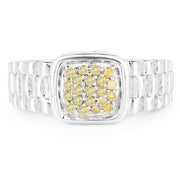 Bids.com 0.25 Carat Genuine Yellow Diamond .925 Sterling Silver Ring Rings White Smoke size 6.00,size 7.00,size 8.00,size 9.00