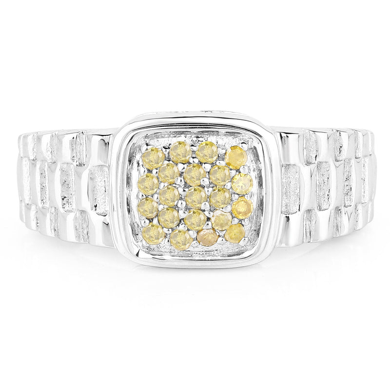 Bids.com 0.25 Carat Genuine Yellow Diamond .925 Sterling Silver Ring Rings White Smoke size 6.00,size 7.00,size 8.00,size 9.00