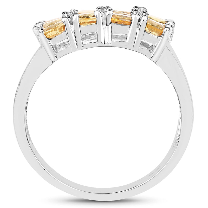 Bids.com 2.67 Carat Genuine Yellow Sapphire and White Diamond .925 Sterling Silver Ring Rings White Smoke size 7.00,size 8.00,size 6.00,size 9.00