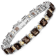 Bids.com 23.46 Carat Genuine Smoky Quartz and Citrine .925 Sterling Silver Bracelet Bracelets White Smoke size 7.00,size 8.00