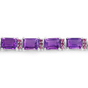 Bids.com 21.84 Carat Genuine Amethyst and Rhodolite Granet .925 Sterling Silver Bracelet Bracelets Dark Slate Blue size 7.75