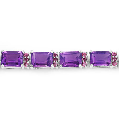 Bids.com 21.84 Carat Genuine Amethyst and Rhodolite Granet .925 Sterling Silver Bracelet Bracelets Dark Slate Blue size 7.75