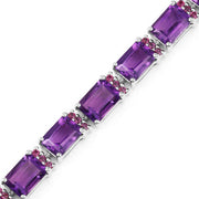 Bids.com 21.84 Carat Genuine Amethyst and Rhodolite Granet .925 Sterling Silver Bracelet Bracelets White Smoke size 7.75