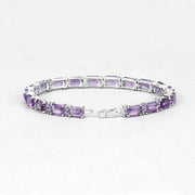 Bids.com 21.84 Carat Genuine Amethyst and Rhodolite Granet .925 Sterling Silver Bracelet Bracelets White Smoke size 7.75