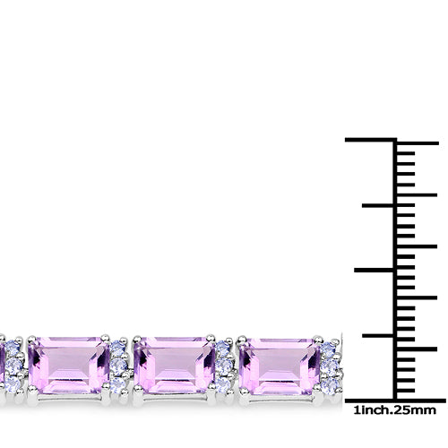 Bids.com 19.19 Carat Genuine Amethyst and Tanzanite .925 Sterling Silver Bracelet Bracelets White Smoke size 7.25,size 7.50,size 8.00