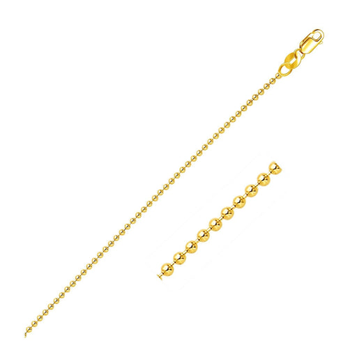 Bids.com 18k Yellow Gold Bead Chain 1.5mm (1.50 mm) Necklaces White Smoke 16 / Yellow Gold,18 / Yellow Gold,20 / Yellow Gold