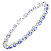 Bids.com 6.00 Carat Genuine Tanzanite .925 Sterling Silver Bracelet Bracelets White Smoke size 7.50,size 7.25,size 7.00,size 8.00