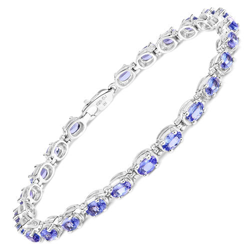 Bids.com 6.00 Carat Genuine Tanzanite .925 Sterling Silver Bracelet Bracelets White Smoke size 7.50,size 7.25,size 7.00,size 8.00