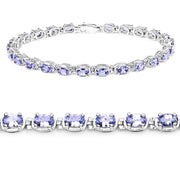 Bids.com 6.00 Carat Genuine Tanzanite .925 Sterling Silver Bracelet Bracelets White Smoke size 7.50,size 7.25,size 7.00,size 8.00